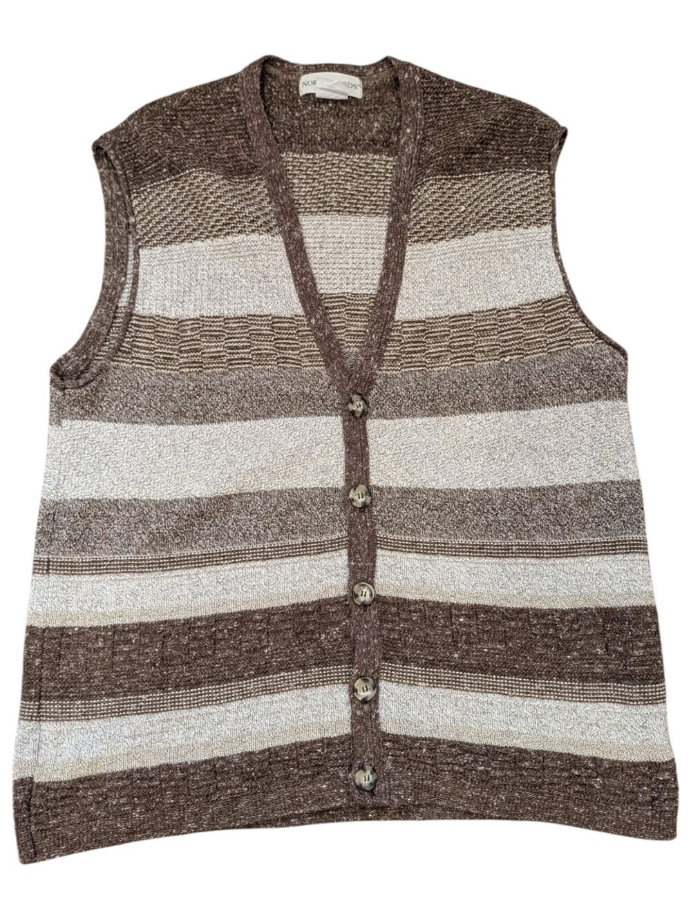 Vintage Northwoods Men’s L Brown Wool Striped Knit Sweater Vest Made in Canada
